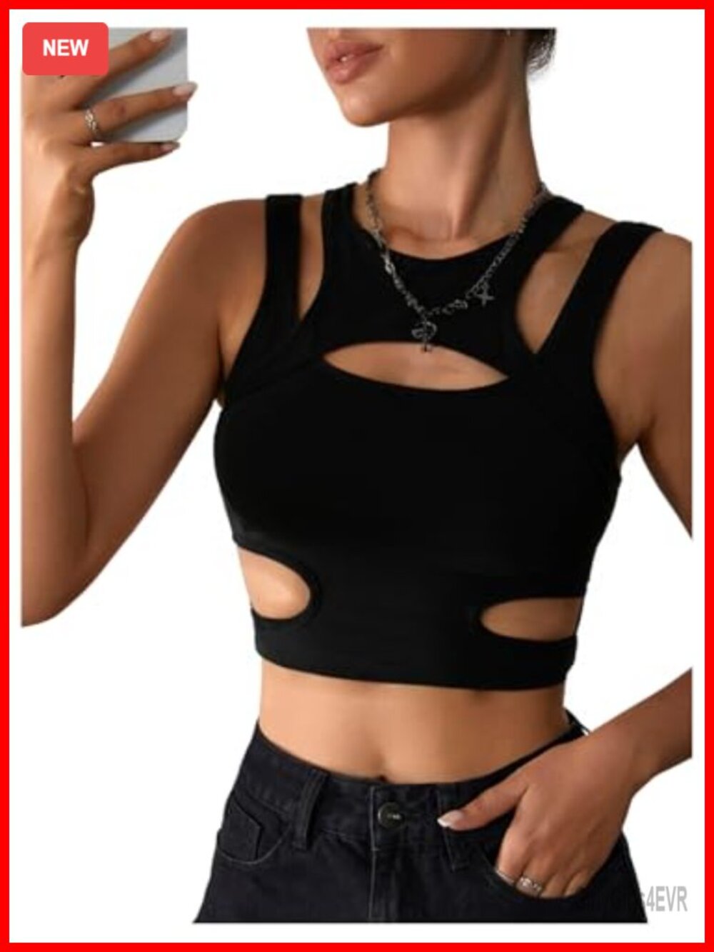 Cut Out Sleeveless Crop Tank Top Slim Fit Rave Clubwear